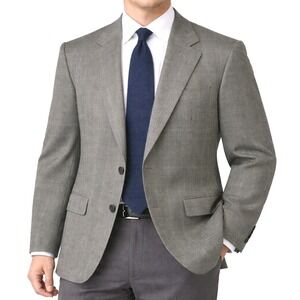 Haggar Mens Blazer 42 Gray Blue Windowpane Plaid Sport Coat Suit Jacket Business